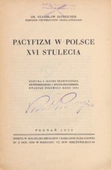 Pacyfizm w Polsce XVI stulecia