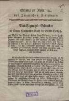 Anhang zu Num: 134. der Jenaischen Zeitung : Dancksagungs=Schreiben an Einem Hochweisen Rath der Stadt Dantzig.