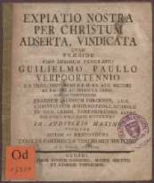 Expiatio Nostra Per Christum Adserta, Vindicata