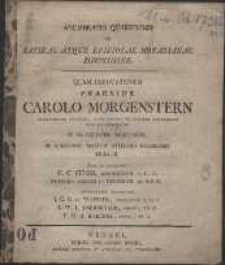 Adumbratio Quaestionis De Satirae Atque Epistolae Horatianae Discrimine. Quam Disputationem Praeside Carolo Morgenstern [...] D. III. Octobr. MDCCXCIX. [...]