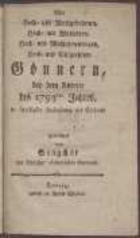 Allen Hoch- und Wohlgebohrnen [...] Gönnern, bey dem Antritt des 1793sten Jahres in schuldigster Hochachtung und Ehrfurcht gewidmet vom Singchor des Danziger akademischen Gymnasii.