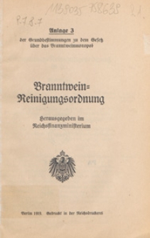 Branntwein=Reinigungsordnung