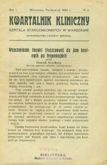 Kwartalnik Kliniczny Szpitala Starozakonnych w Warszawie : 1922, nr 4