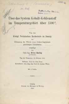 &Uuml;ber das System Kobalt-Kohlenstoff im Temperaturgebeit &uuml;ber 1500&deg;
