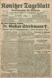 Konitzer Tageblatt.Amtliches Publikations=Organ, nr229