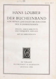 Der Bucheinband von seinen Anf&auml;ngen bis zum Ende des 18. Jahrhunderts