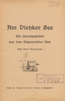 Am Vietzker See : ein Landschaftsbild aus dem R&uuml;genwalder Amt