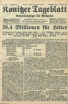 Konitzer Tageblatt.Amtliches Publikations=Organ, nr189