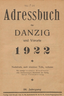Adreßbuch für Danzig und Vororte 1922