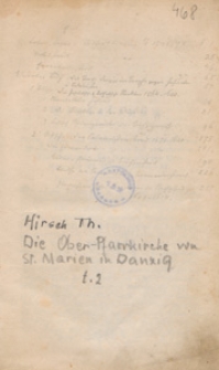Die Ober-Pfarrkirche von St. Marien in Danzig in ihren Denkm&auml;lern und in ihren Beziehungen zum kirchlichen Leben Danzigs &uuml;berhaupt. T. 2