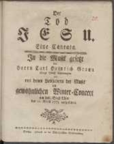 Der Tod Jesu : Eine Cantata