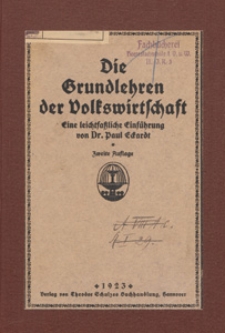 Die Grundlehren der Volkswirtschaft