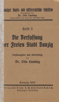 Die Verfassung der Freien Stadt Danzig