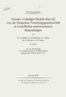 Neunter vorläufiger Bericht über die von der Deutschen Forschungsgemeinschaft in Uruk-Warka unternommenen Ausgrabungen