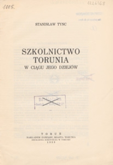 Szkolnictwo Torunia w ciągu jego dziejów