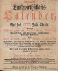 Allgemeiner Landwirthschafts-Calender, Auf das [...] Jahr Christi [...] [1776]