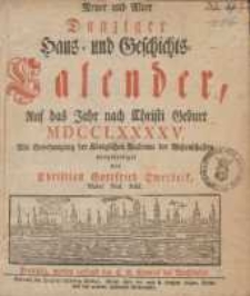 Neuer und Alter Haus- und Geschichts-Calender, Auf das Jahr nach Christi Geburt [...] Für die Stadt Dantzig und benachbarte Oerter berechnet 1795