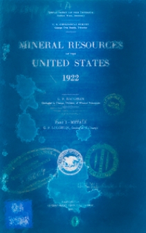 Mineral Resources of the United States 1922 Part 1: A, 1-29