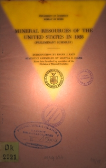 Mineral Resources of the United States 1928 Part 1: A (Report), 2, 4-6, 8-24, 26-27