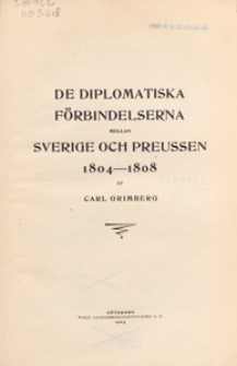 De diplomatiska förbindelserna mellan Sverige och Preussen 1804-1808