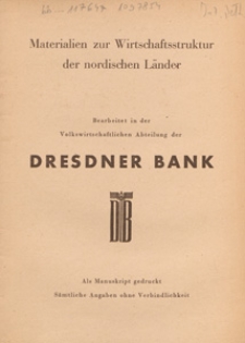 Materialen zur Wirtschaftsstruktur der nordischen L&auml;nder