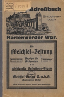 Adreßbuch der Stadt Marienwerder, Westpreußen mit Verzeichnis der Behörden, Handel- und Gewerbetreibenden, Straßen für das Jahr 1926