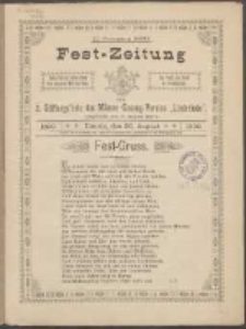 Fest-Zeitung zum 2. Stiftungsfeste des M&auml;nner-Gesang-Vereins "Liederhain" : (Gegr&uuml;ndet den 17. August 1897)