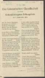 Der Literarischen Gesellschaft zu ihrem fünfundsiebzigsten Stiftungsfeste : am 2. September 1910