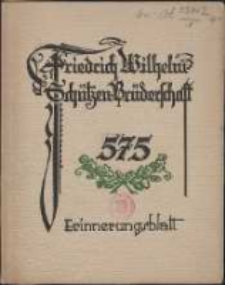 Die 575 j&auml;hrige Jubelfeier der Friedrich Wilhelm-Sch&uuml;tzen-Br&uuml;derschaft vom 31. August bis 4. September 1926 : ein Erinnerungsblatt