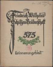 Die 575 jährige Jubelfeier der Friedrich Wilhelm-Schützen-Brüderschaft vom 31. August bis 4. September 1926 : ein Erinnerungsblatt