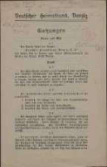 Danziger Heimatbund Danzig : Satzungen