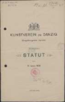 Kunstverein zu Danzig : Eingetragener Verein : Erneuertes Statut vom 13. Januar 1900