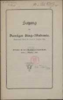 Satzung der Danziger Sing-Akademie : (Eingetragener Verein Nr. 50 am 13. Dezember 1905) : Errichtet in der Mitgliederversammlung vom 2. Oktober 1905