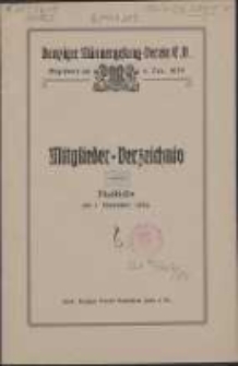 Danziger Männergesang-Verein E. V. Gegründet am 4. Nov. 1879 : Mitglider-Verzeichnis : Abgeschlossen am 1. November 1924