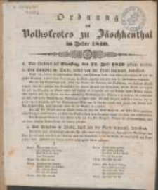 Ordnung des Volksfestes zu Jäschkenthal im Jahre 1840