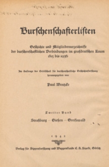 Die Greifswalder Burschenschaft 1818 bis 1936