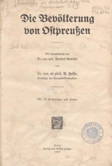 Die Bev&ouml;lkerung von Ostpreussen