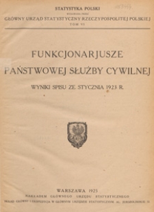 Funkcjonariusze państwowej służby cywilnej : wyniki spisu ze stycznia 1923 r