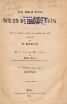 John Richards Greens Geschichte des englischen Volkes. Bd. 2