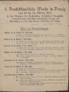 4. Deutschkundliche Woche in Danzig : vom 19. bis 26. Oktober 1924 in den Räumen der Technischen Hochschule Langfuhr