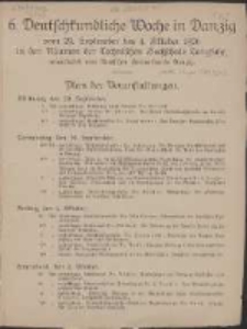 6. Deutschkundliche Woche in Danzig : vom 29. September bis 4. Oktober 1926 in den Räumen der Technischen Hochschule Langfuhr