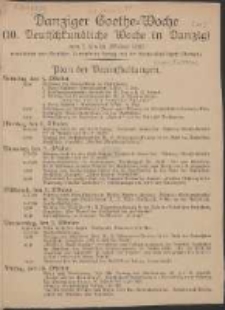 Danziger Goethe-Woche : (10. Deutschkundliche Woche in Danzig) : vom 5. bis 10. Oktober 1930