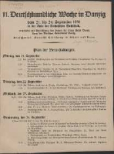 11. Deutschkundliche Woche in Danzig : vom 21. bis 24. September 1931 in der Aula der Technischen Hochschule