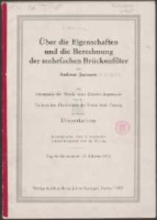 &Uuml;ber die Eigenschaften und die Berechnung der mehrfachen Br&uuml;ckenfilter