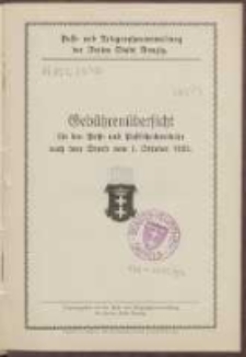 Geb&uuml;hren&uuml;bersicht f&uuml;r den Post- und Postscheckverkehr nach dem Stand vom 1. Oktober 1925
