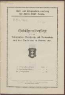 Geb&uuml;hren&uuml;bersicht f&uuml;r den Telegraphen-, Fernsprech- und Funkvehr nach dem Stand vom 15. Oktober 1925