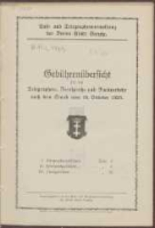 Gebührenübersicht für den Telegraphen-, Fernsprech- und Funkvehr nach dem Stand vom 15. Oktober 1925