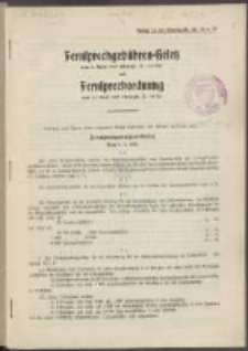 Fernsprechgeb&uuml;hren-Gesetz vom 9. April 1927 (Gesetzbl. S. 179/180) und Fernsprechordnung vom 13. April 1927 (Gesetzbl. S. 189 ff)
