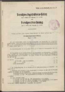 Fernsprechgebühren-Gesetz vom 9. April 1927 (Gesetzbl. S. 179/180) und Fernsprechordnung vom 13. April 1927 (Gesetzbl. S. 189 ff)