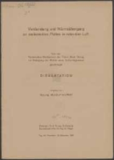 Verdunstung und Wärmeübergang an senkrechten Platten in ruhender Luft